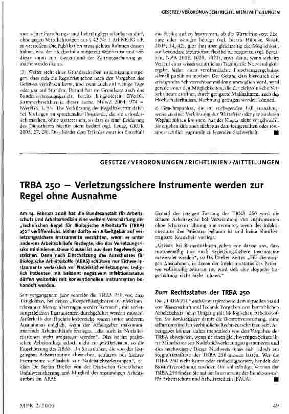 Vorschauseite 5: Gesetzliche Mitteilungspflicht des Hochschullehrers bei Veröffent-lichung von Diensterfindungen „selbststabilisierendes Kniegelenk verfassungsgemäß