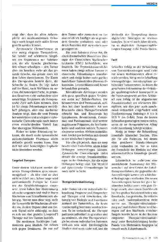 Vorschauseite 3: Therapeutische Fortschritte bei der Krebsbehandlung