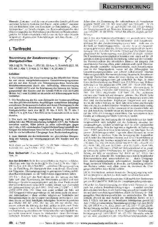 Vorschauseite 1: Neuordnung der Zusatzversorgung -Startgutschriften
