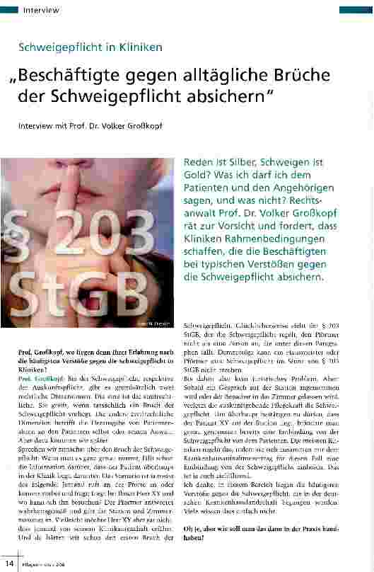 Vorschauseite 1: Beschäftigte gegen alltägliche Brüche der Schweigepflicht absichern