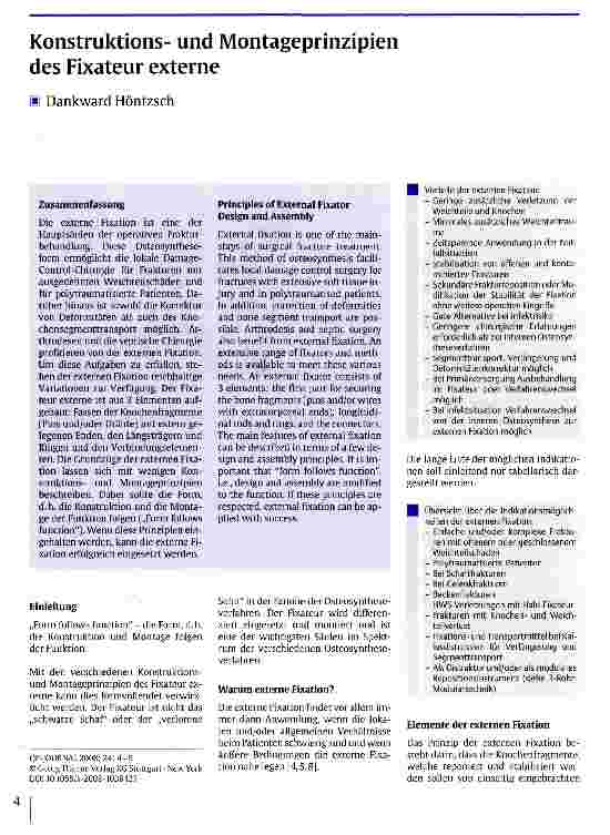 Vorschauseite 1: Konstruktionsund Montageprinzipien des Fixateur externe