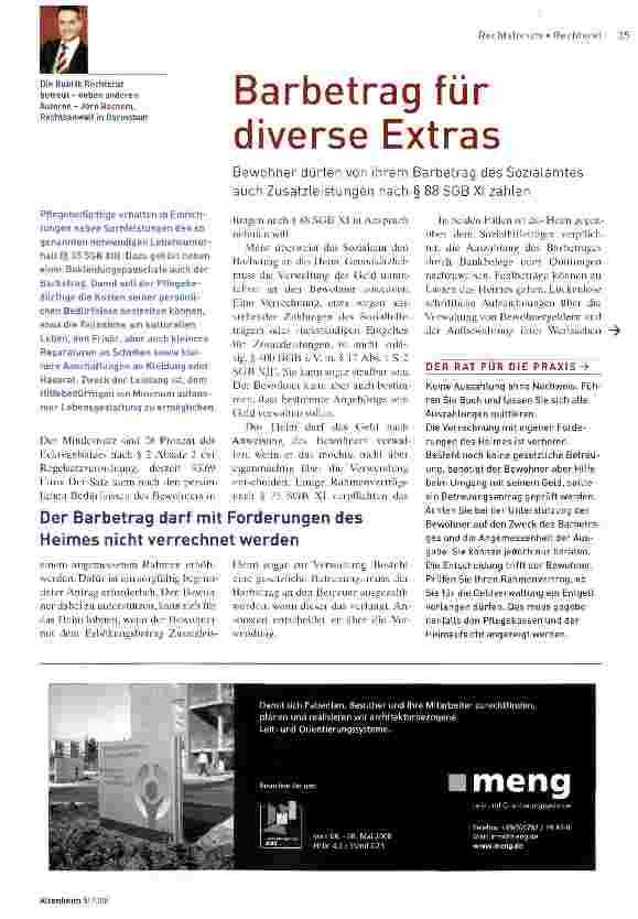 Vorschauseite 1: Barbetrag für diverse Extras