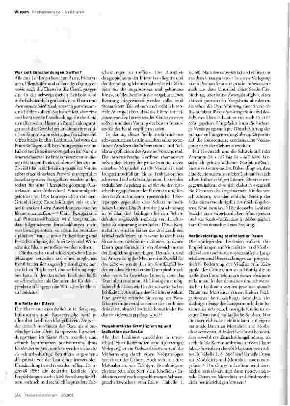 Vorschauseite 3: Behandlung Frühgeborener an der Grenze der Lebensfähigkeit: deutschsprachige Leitlinien im Vergleich