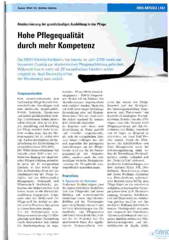 Vorschauseite 1: Hohe Pflegequalität durch mehr Kompetenz