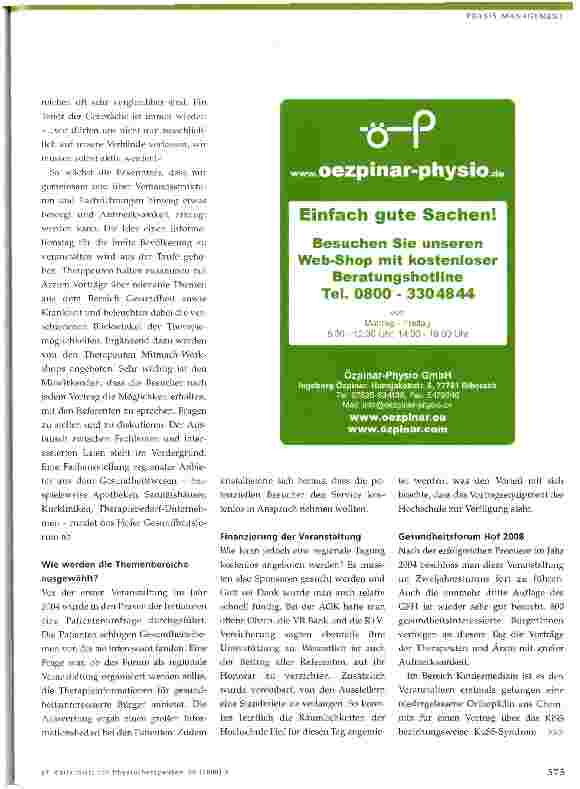 Vorschauseite 2: Das Gesundheitsforum Hof