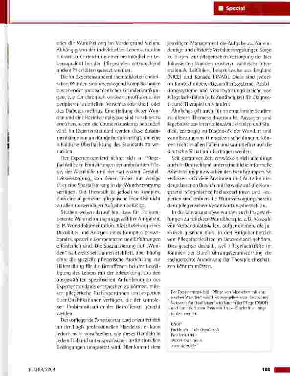 Vorschauseite 2: Präambel des Expertenstandards „Pflege von Menschen mit chronischen Wunden