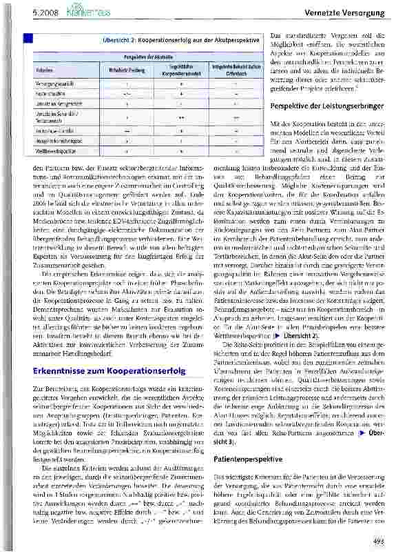 Vorschauseite 4: Sektorübergreifende Kooperationen an der Schnittstelle zwischen Akutbehandlung und medizinischer Rehabilitation