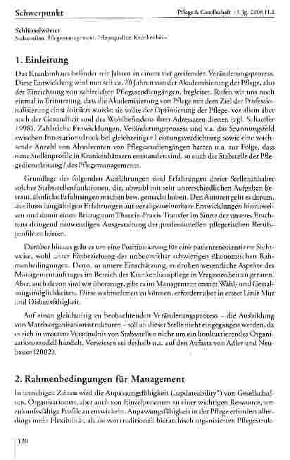 Vorschauseite 2: Implementierung einer wirksamen Pflegepraxis — Stabsstellen als notwendiger Übergang auf dem Weg zu einem zukunftsfähigen Profil von professioneller Pflege im Krankenhaus