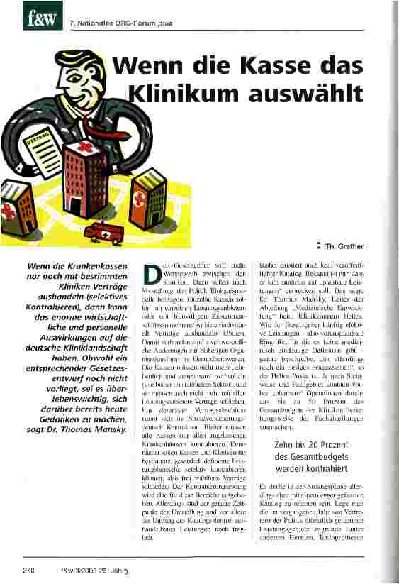 Vorschauseite 1: Wenn die Kasse das Klinikum auswählt