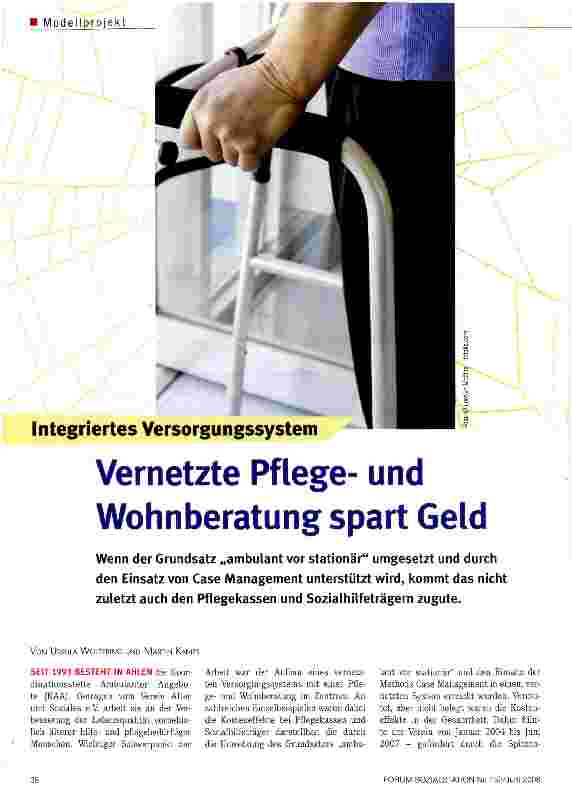 Vorschauseite 1: Vernetzte Pflegeund Wohnberatung spart Geld