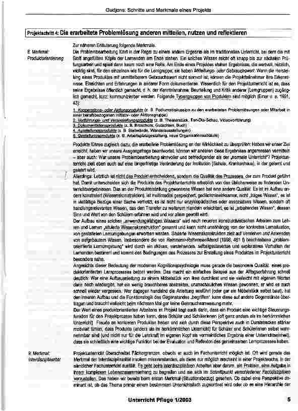 Vorschauseite 4: Schritte und Merkmale eines Projektes