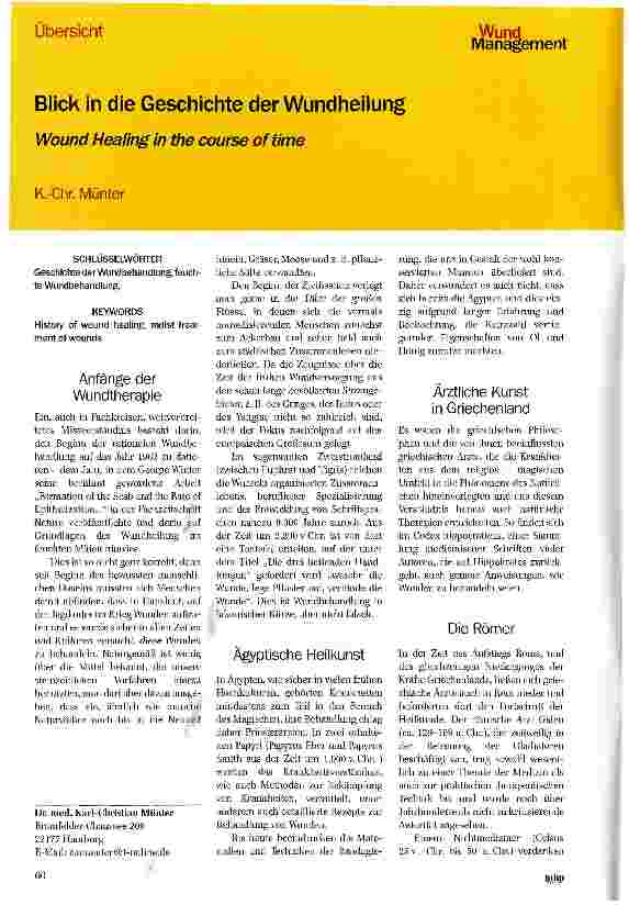 Vorschauseite 1: Blick in die Geschichte der Wundheilung