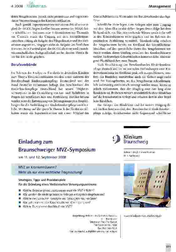 Vorschauseite 2: Vermeidung von Kindesverwechslungen im Krankenhaus