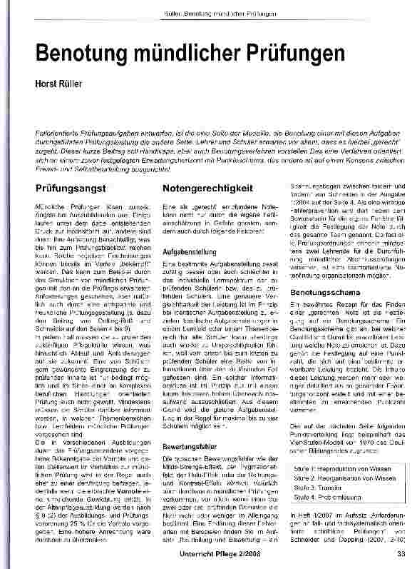 Vorschauseite 1: Benotung mündlicher Prüfungen