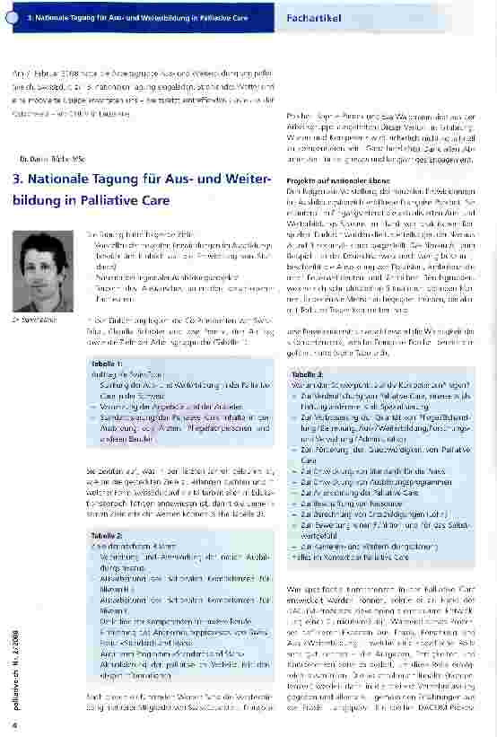 Vorschauseite 1: 3. Nationale Tagung für Ausund Weiterbildung in Palliative Care
