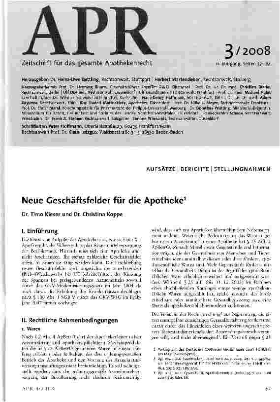 Vorschauseite 1: Neue Geschäftsfelder für die Apotheke