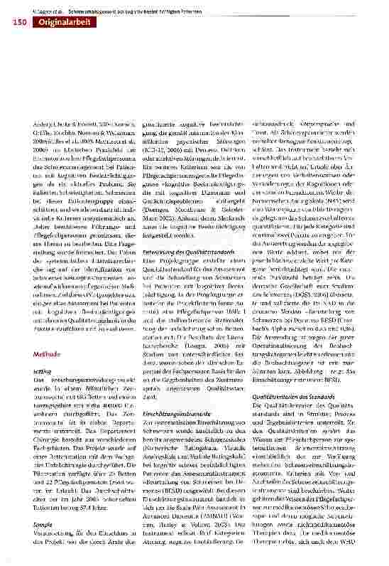 Vorschauseite 2: Schmerzmanagement bei Patienten mit kognitiven Beeinträchtigungen: ein Forschungsanwendungsprojekt