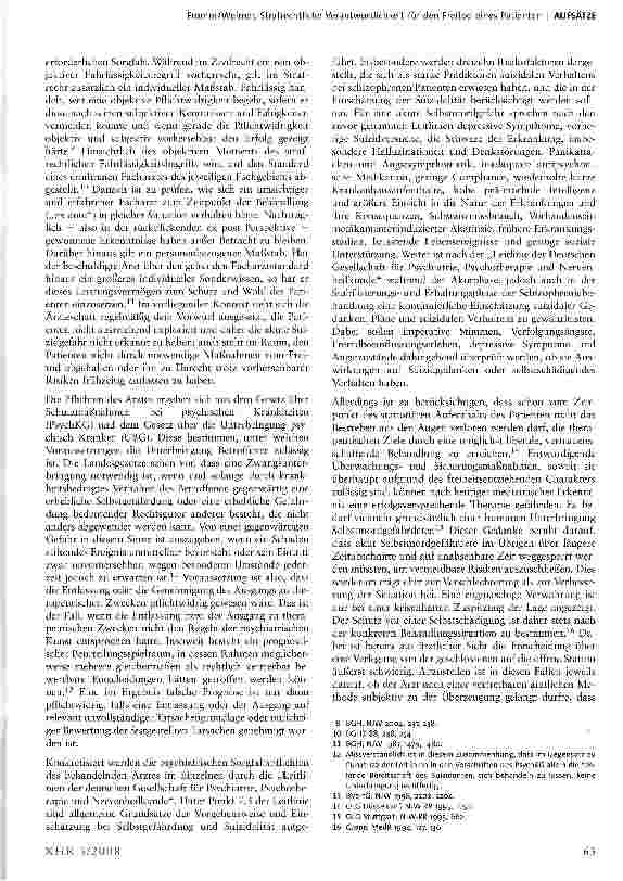 Vorschauseite 2: Strafrechtliche Verantwortlichkeit der behandelnden Ärzte für den Freitod eines Patienten nach Beendigung des Klinikaufenthalts?