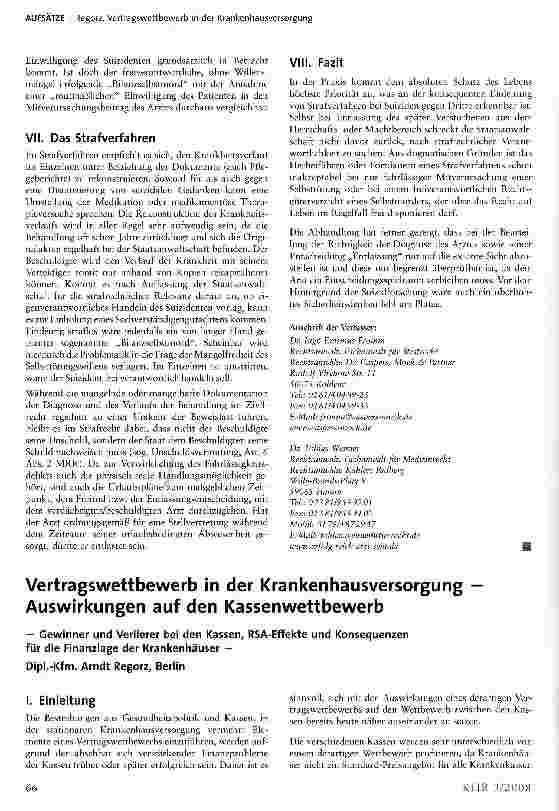 Vorschauseite 5: Strafrechtliche Verantwortlichkeit der behandelnden Ärzte für den Freitod eines Patienten nach Beendigung des Klinikaufenthalts?