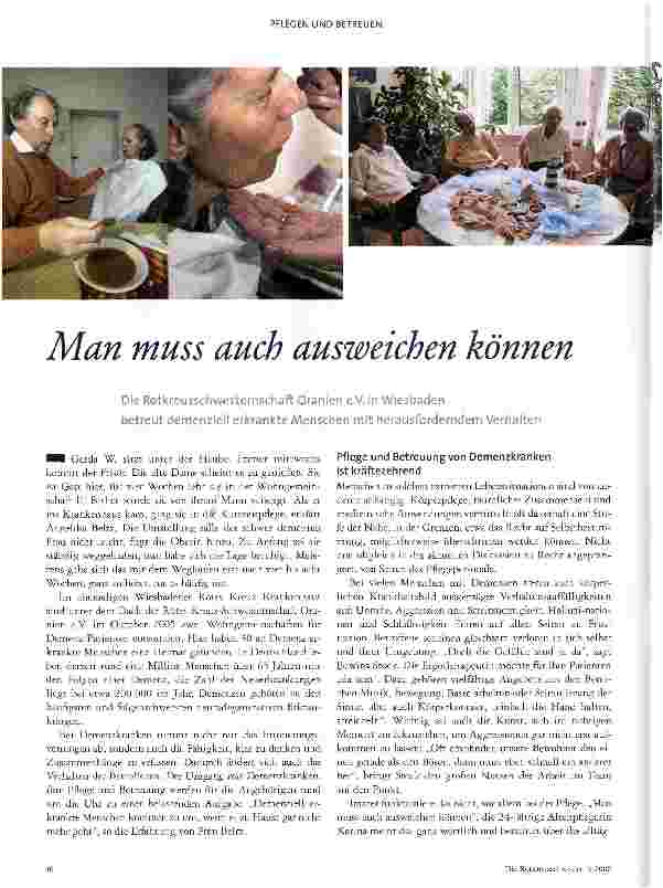 Vorschauseite 1: Man muss auch ausweichen können- Die Rotkreuzschwesternschaft Oranien e.V. in Wiesbaden betreut demenziei! erkrankte Menschen mit herausforderndem Verhalten