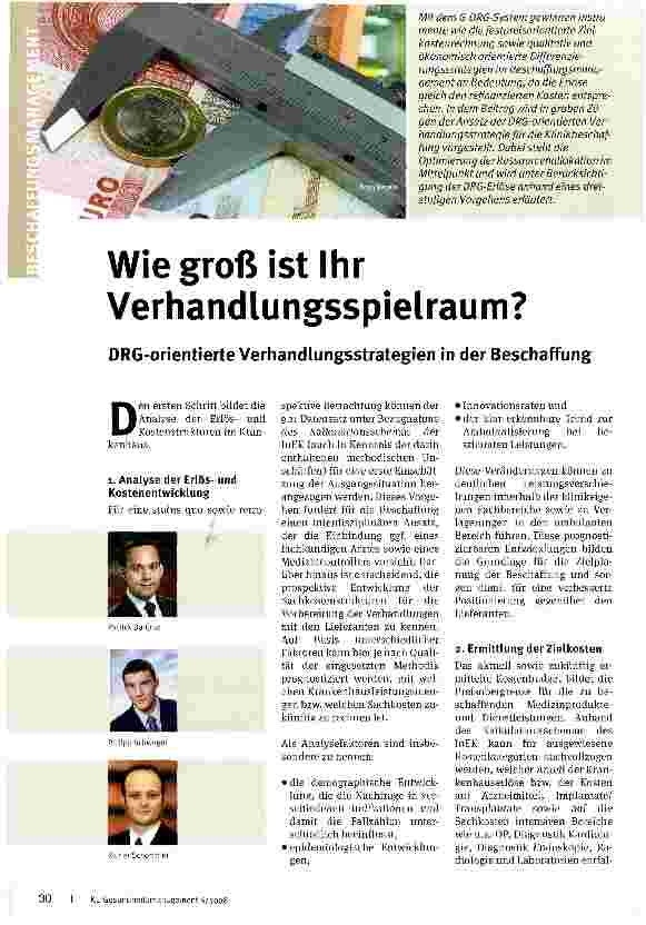 Vorschauseite 1: Wie groß ist Ihr Verhandlungsspielraum? DRG-orientierte Verhandlungsstrategien in der Beschaffung