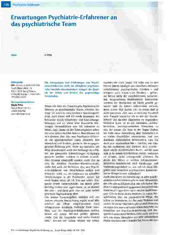 Vorschauseite 1: Erwartungen Psychiatrie-Erfahrener an das psychiatrische Team