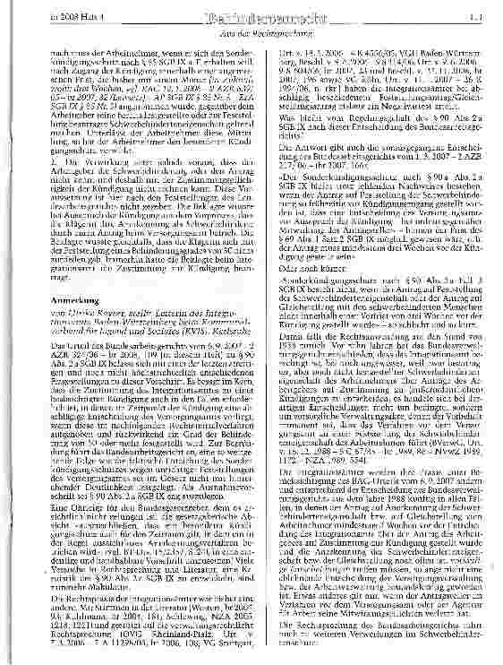 Vorschauseite 3: SGB IX §90 Abs. 2 a Sonderkündigungsschutz schwerbehinderter Menschen - Ausnahme vom Zustimmungserfordernis