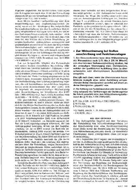 Vorschauseite 1: Zur Mitbestimmung bei Stellenausschreibung und Funktionszulagen