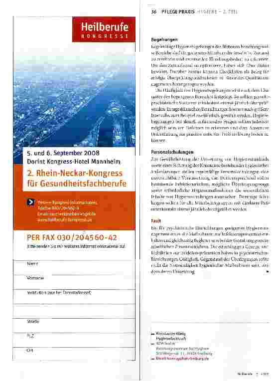 Vorschauseite 3: Hygiene in der Psychiatrie