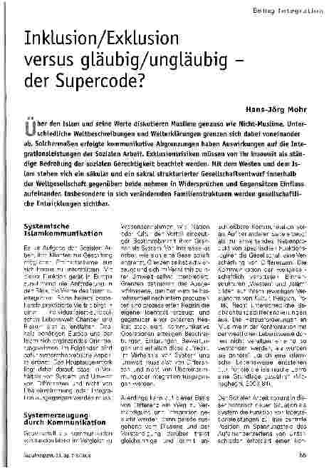 Vorschauseite 1: Inklusion/Exklusion versus gläubig/ungläubig -der Supercode?