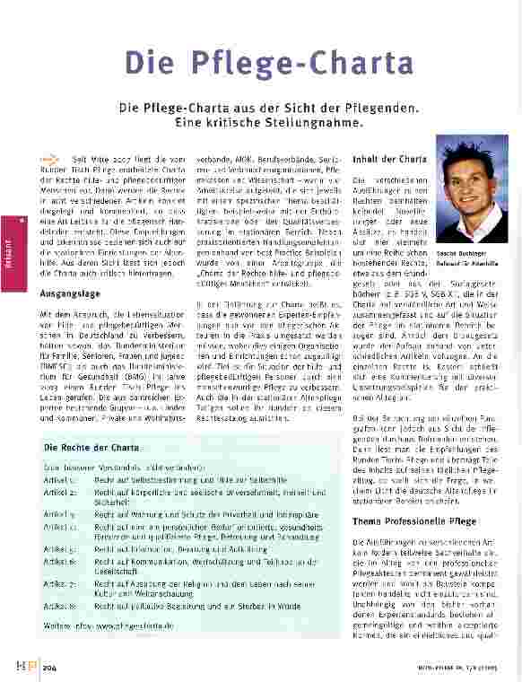 Vorschauseite 1: Die Pflege-Charta Die Pflege-Charta aus der Sicht der Pflegenden, Eine kritische Stellungnahme