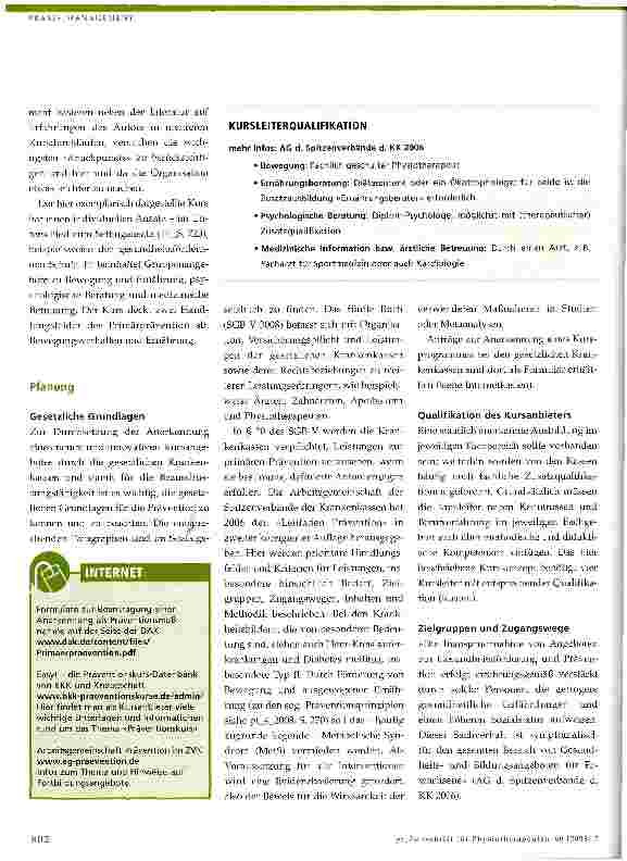 Vorschauseite 2: Ambulante physiotherapeutische Prävention des Metabolischen SyndromsTeil 2: Planung, Durchführung und Evaluation