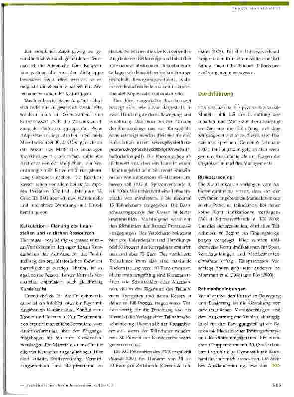 Vorschauseite 3: Ambulante physiotherapeutische Prävention des Metabolischen SyndromsTeil 2: Planung, Durchführung und Evaluation