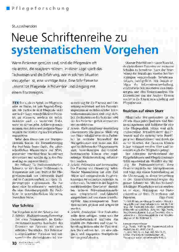Vorschauseite 1: Neue Schriftenreihe zu systematischem Vorgehen