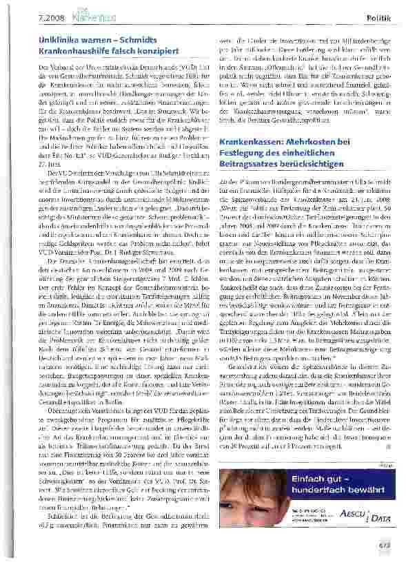 Vorschauseite 4: Aktionsbündnis „Rettung der Krankenhäuser fordert Ende des Spardiktats für die Kliniken