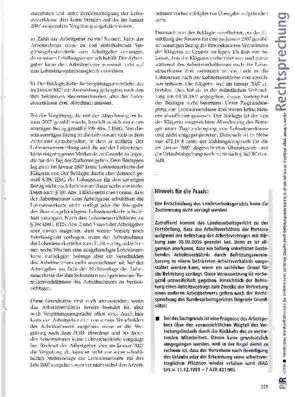 Vorschauseite 5: Unbefristetes Arbeitsverhältnis kann bei Bestehen eines sachlichen Grundes durch Befristungsvereinbarung zu einem befristeten Arbeitsverhältnis gemacht werden