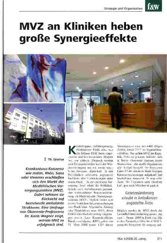 Vorschauseite 1: MVZ an Kliniken heben große Synergieeffekte
