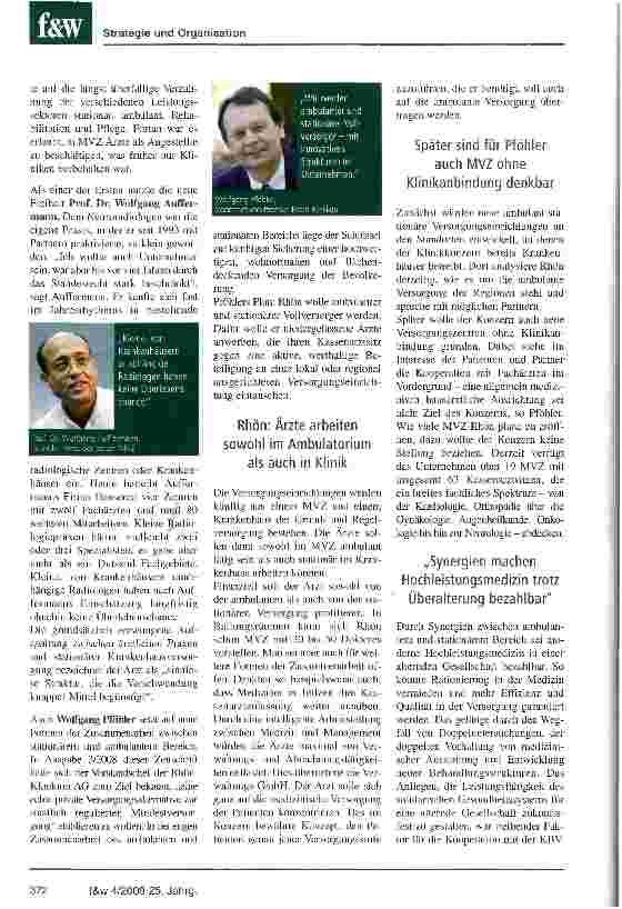 Vorschauseite 2: MVZ an Kliniken heben große Synergieeffekte