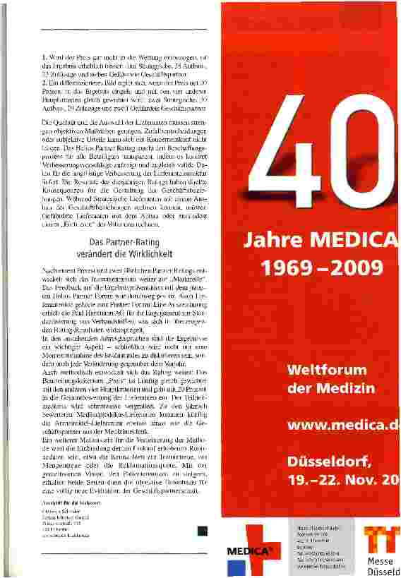 Vorschauseite 4: Helios Partner Rating. Kliniken und Lieferanten halten sich den Spiegel vor