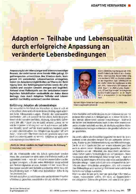 Vorschauseite 1: Adaption - Teilhabe und Lebensqualität durch erfolgreiche Anpassung an veränderte Lebensbedingungen