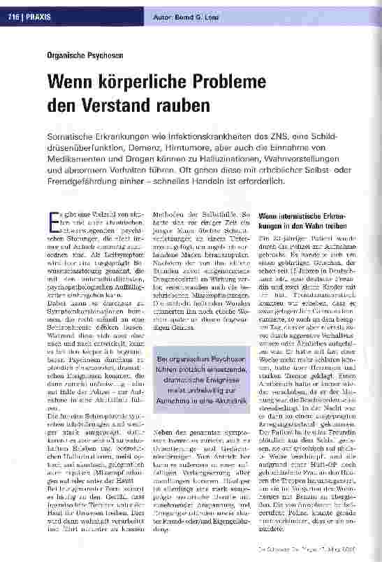 Vorschauseite 1: Organische Psychosen: Wenn körperliche Probleme den Verstand rauben