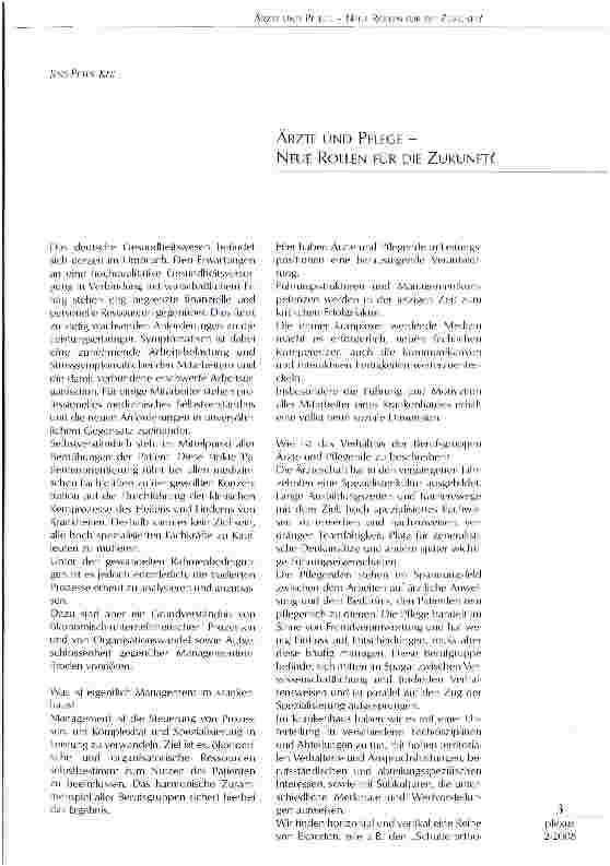 Vorschauseite 1: ÄRZTE UND PFLEGE -NEUE ROLLEN FÜR DIE ZUKUNFT?