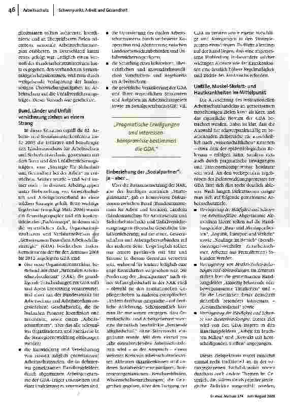 Vorschauseite 2: Arbeitsschutz-jetzt „strategisch!Die „Gemeinsame Deutsche Arbeitsschutzstrategie