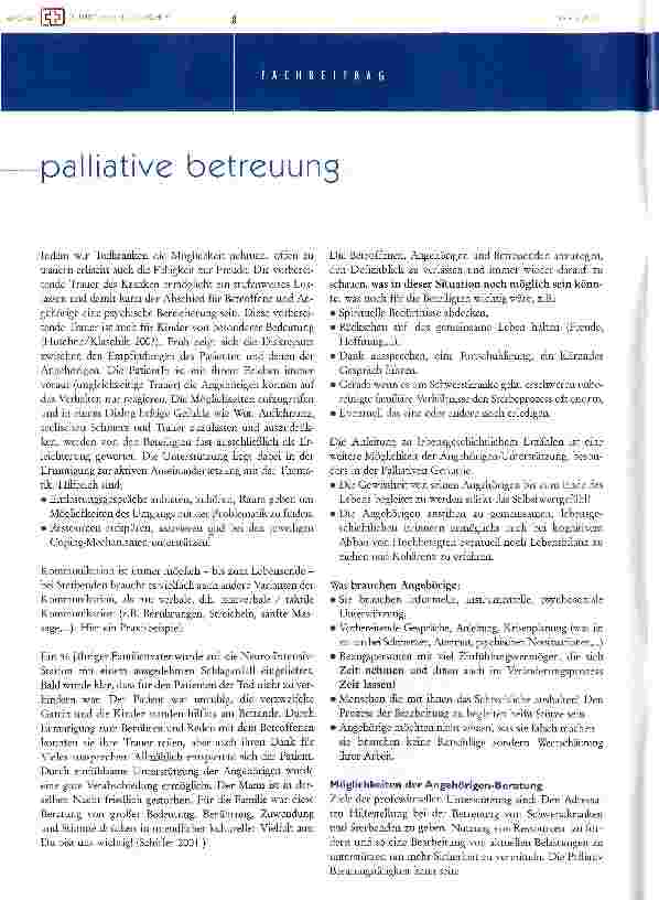 Vorschauseite 3: Angehörigenberatung in der Palliativen Betreuung