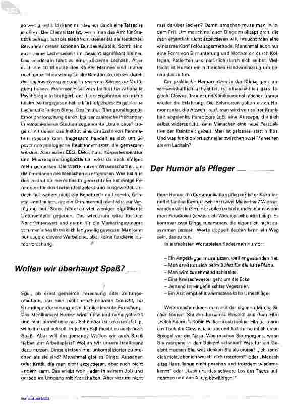 Vorschauseite 4: Humor in der PflegeFunktioniert Komik in der Klinik?