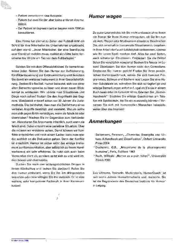 Vorschauseite 6: Humor in der PflegeFunktioniert Komik in der Klinik?