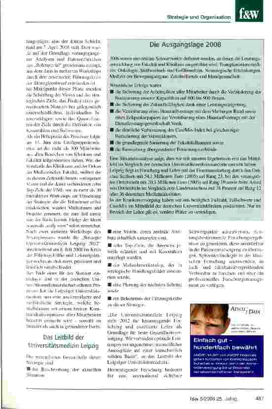 Vorschauseite 3: Von der Vision zum ProjektzielUniversitätsmedizin Leipzig 2012: Herausragende Forschung und Lehre als Basis für eine optimale Gesundheitsversorgung