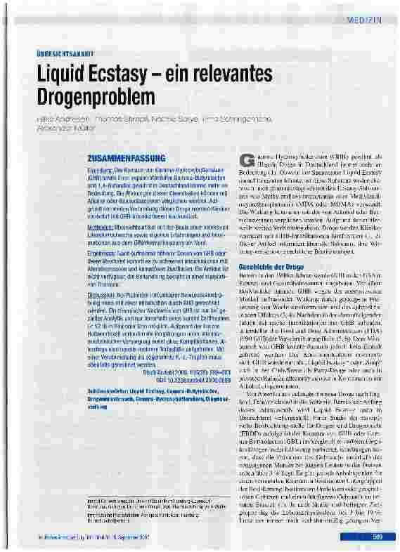 Vorschauseite 1: Liquid Ecstasy - ein relevantes Drogenproblem