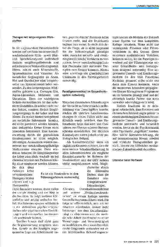 Vorschauseite 3: Wenn Gifte auf die Nerven gehenKann die angewandte Umweltmedizin unser Gesimdheitssystem vor dem Kollaps bewahren?