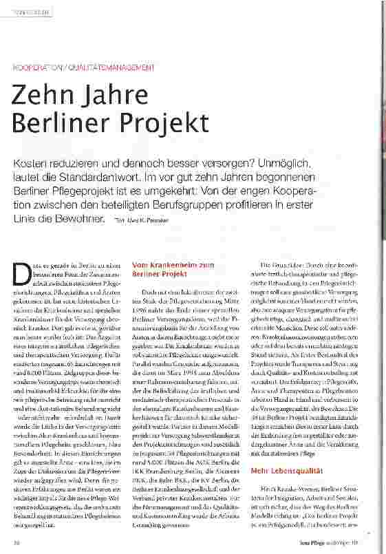 Vorschauseite 1: Zehn Jahre Berliner Projekt